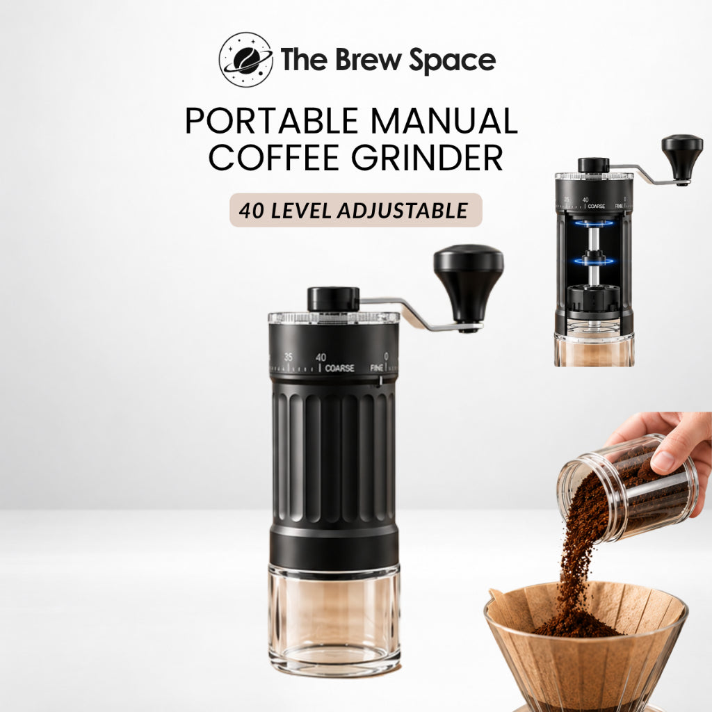 Budget Manual Coffee Grinder | 40-Level Adjustable Grind | Ceramic Burr | Anti-Slip Body | Glass Grounds Container