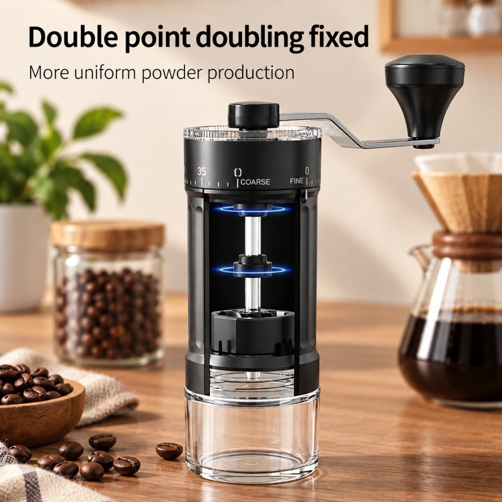 Budget Manual Coffee Grinder | 40-Level Adjustable Grind | Ceramic Burr | Anti-Slip Body | Glass Grounds Container