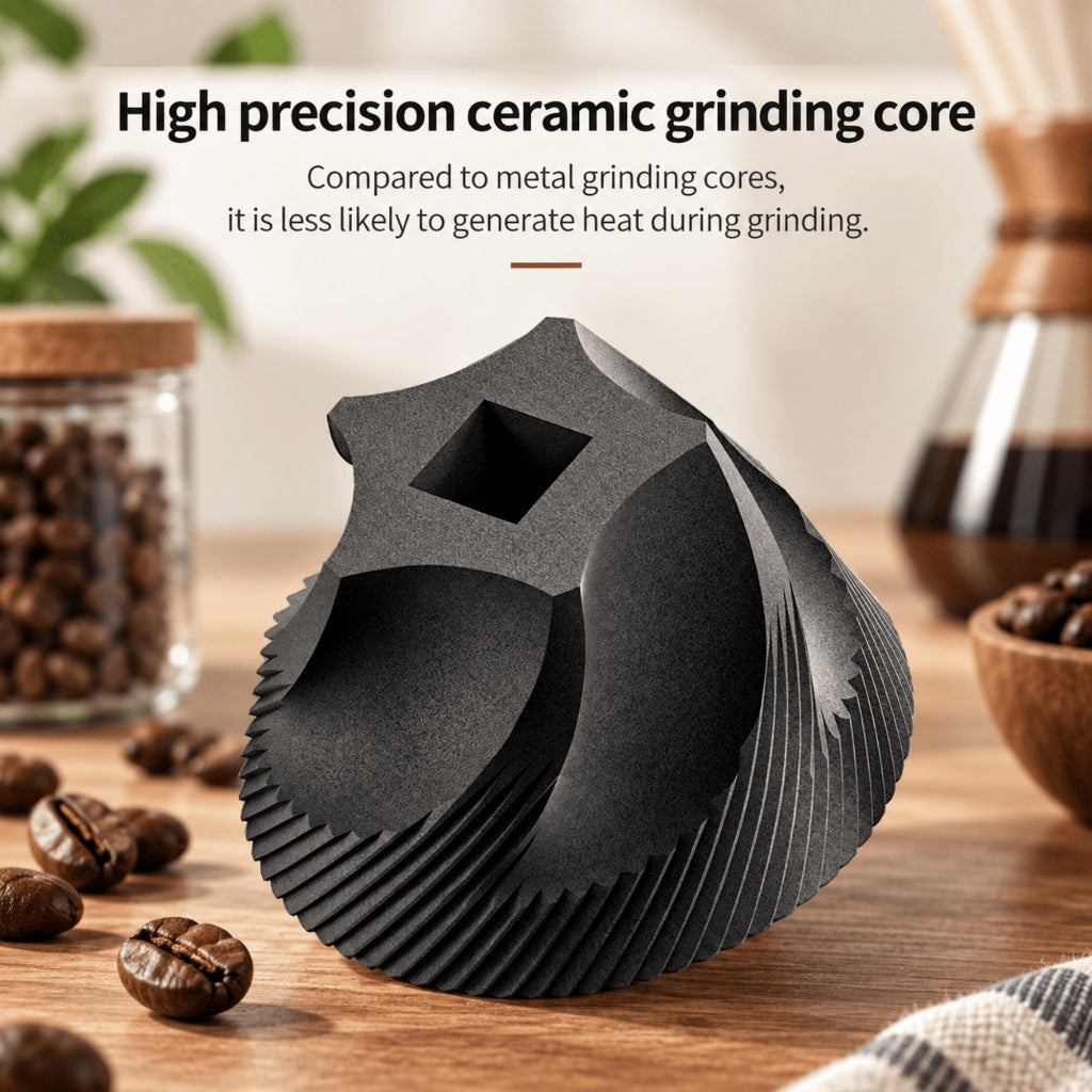 Budget Manual Coffee Grinder | 40-Level Adjustable Grind | Ceramic Burr | Anti-Slip Body | Glass Grounds Container