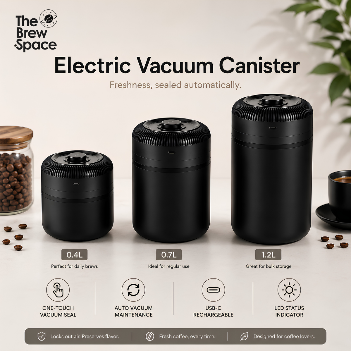 Electric Series Vacuum Canister | One-Touch Vacuum Seal